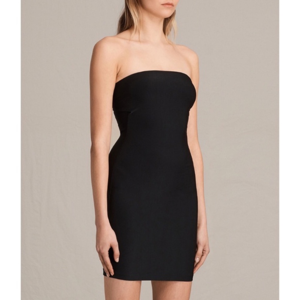 AllSaints Jet Black Bandeau Slip / strapless US 2
